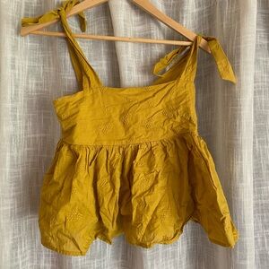BP. mustard yellow tie top blouse